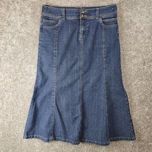 Christopher & Banks Blue Midi A-line Skirt